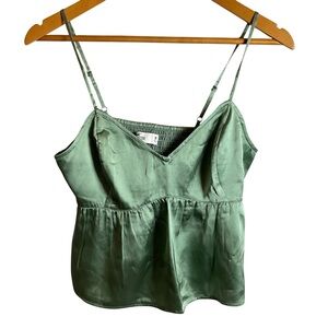 NWT Hollister Sage Green Satin Camisole Adj Straps Boho Basic